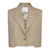 LeilaCC Linen Crop Vest - Bisquit