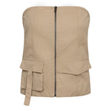 KeshaCC Zip Tube Top - Bisquit