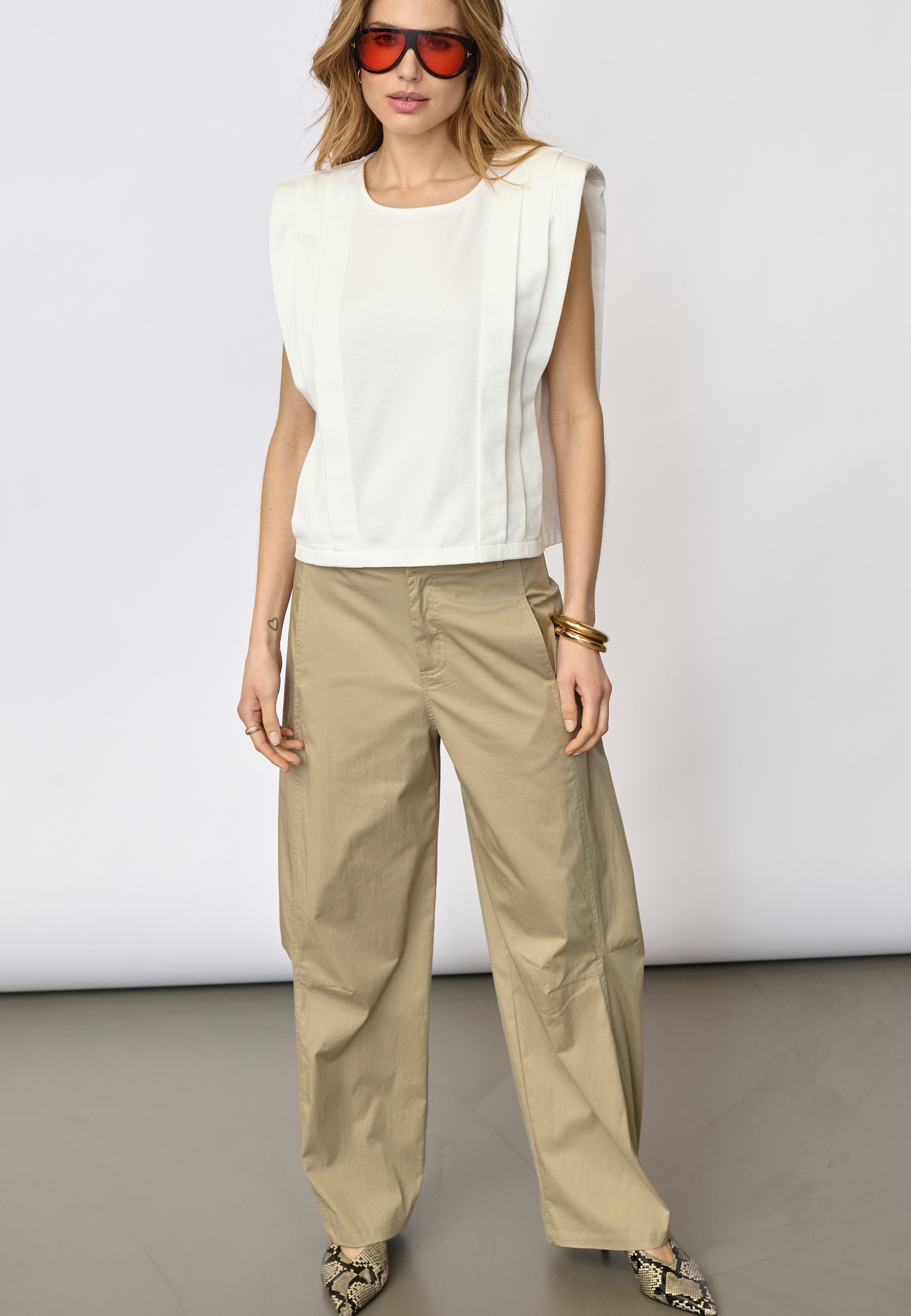 ZelliCC Padded Pleat Top - White - Co'couture