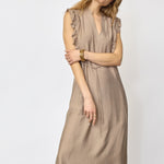 HeraCC Frill SS V-Dress - Walnut - Co'couture