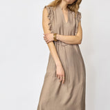 HeraCC Frill SS V-Dress - Walnut - Co'couture