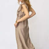 HeraCC Frill SS V-Dress - Walnut - Co'couture