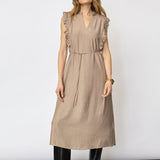 HeraCC Frill SS V-Dress - Walnut - Co'couture