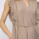 HeraCC Frill SS V-Dress - Walnut - Co'couture