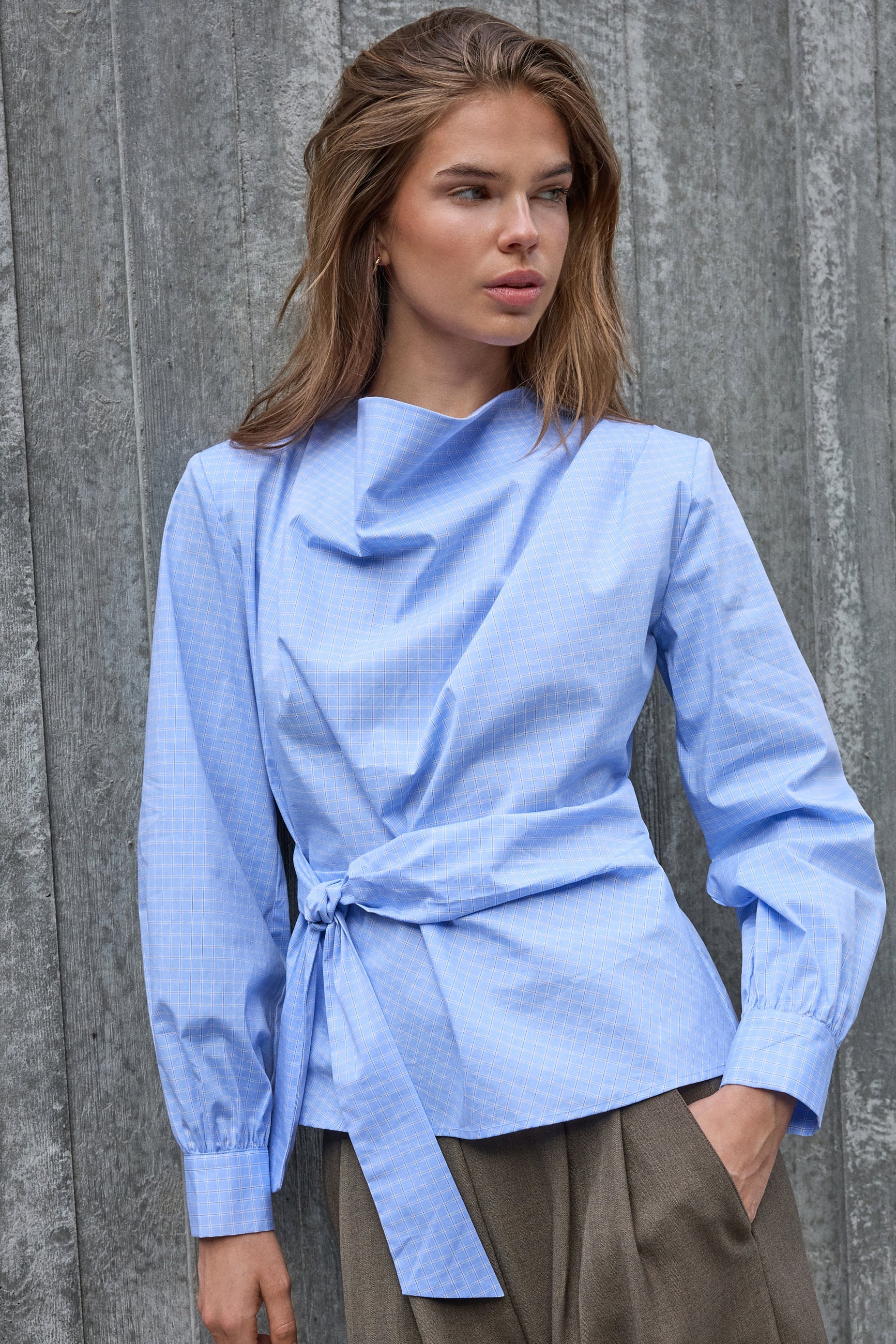 GaianCC LS Tie Blouse - Pale Blue - Co'couture