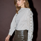 DalmaCC Asym Button Blouse - Bison