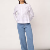 PoppyCC LS Flare Blouse - White
