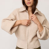 RowCC Zip Knit Cardigan - Creme