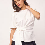 OrianeCC Pleat Tie Tee - White