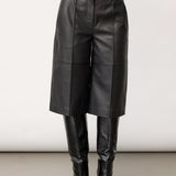 PhoebeCC Long Leather Bermuda - Black