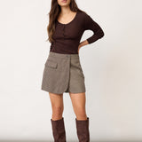 VeyaCC Check Wrap Skort - Brown