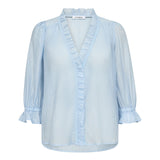 AviCC Lace SS V-Blouse - Pale Blue