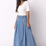 AntoCC Anya Pleat Skirt - Light Denim