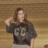 TreyCC Logo Lace Tee - Dark Brown