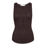ClaireCC Rib Grandad Tank Top - Dark Brown