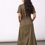 ElaraCC SS Wrap Dress - Olive