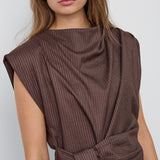 SinaCC Pin Pleat Top - Dark Brown