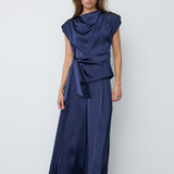 SafiraCC Pleat Top - Navy