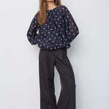 DitaCC Dot LS Balloon Blouse - Navy