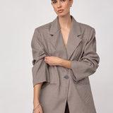 MidaCC Check Power Blazer - Bone - Brown