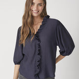 AnikaCC Frill SS Shirt - Navy - Co'couture