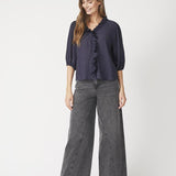 AnikaCC Frill SS Shirt - Navy - Co'couture