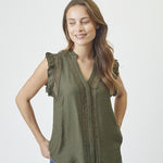 CarynCC Frill Top - Army - Co'couture