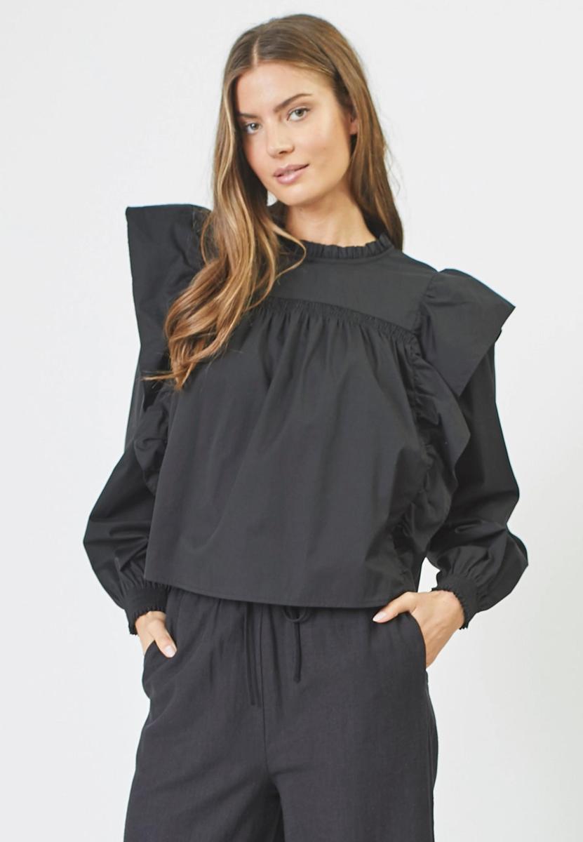 CottonCC Crisp Frill Blouse - Black - Co'couture