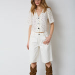 DiemCC Dot SS V - Shirt - OffWhite - Black - Co'couture