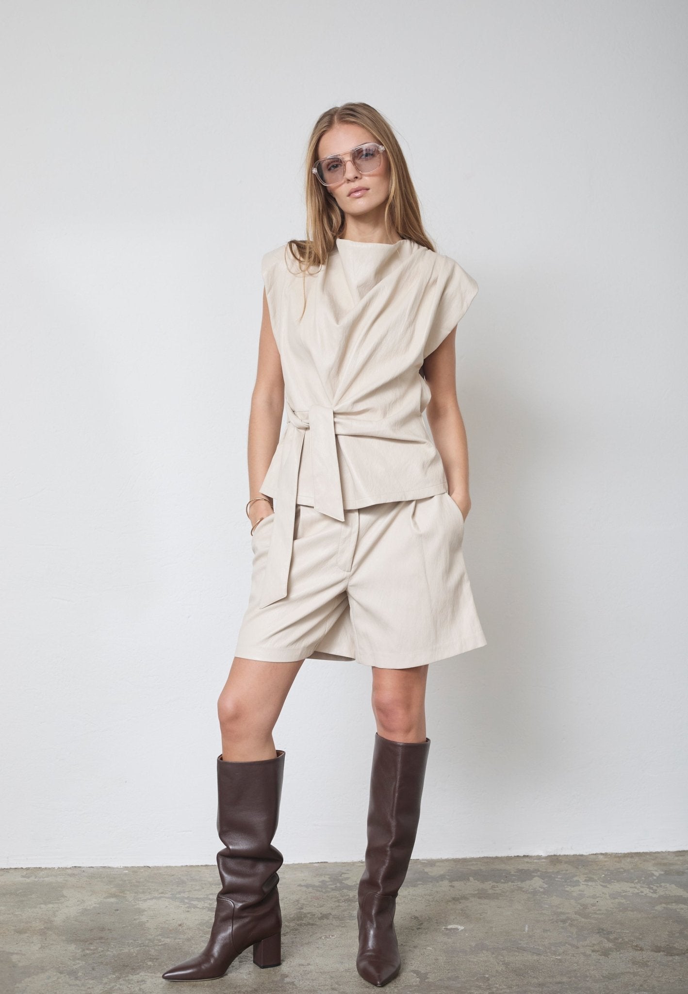 GittCC Pleat Top - Bone - Co'couture