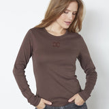 GrannyCC Embroidery LS Tee - Dark Brown - Co'couture