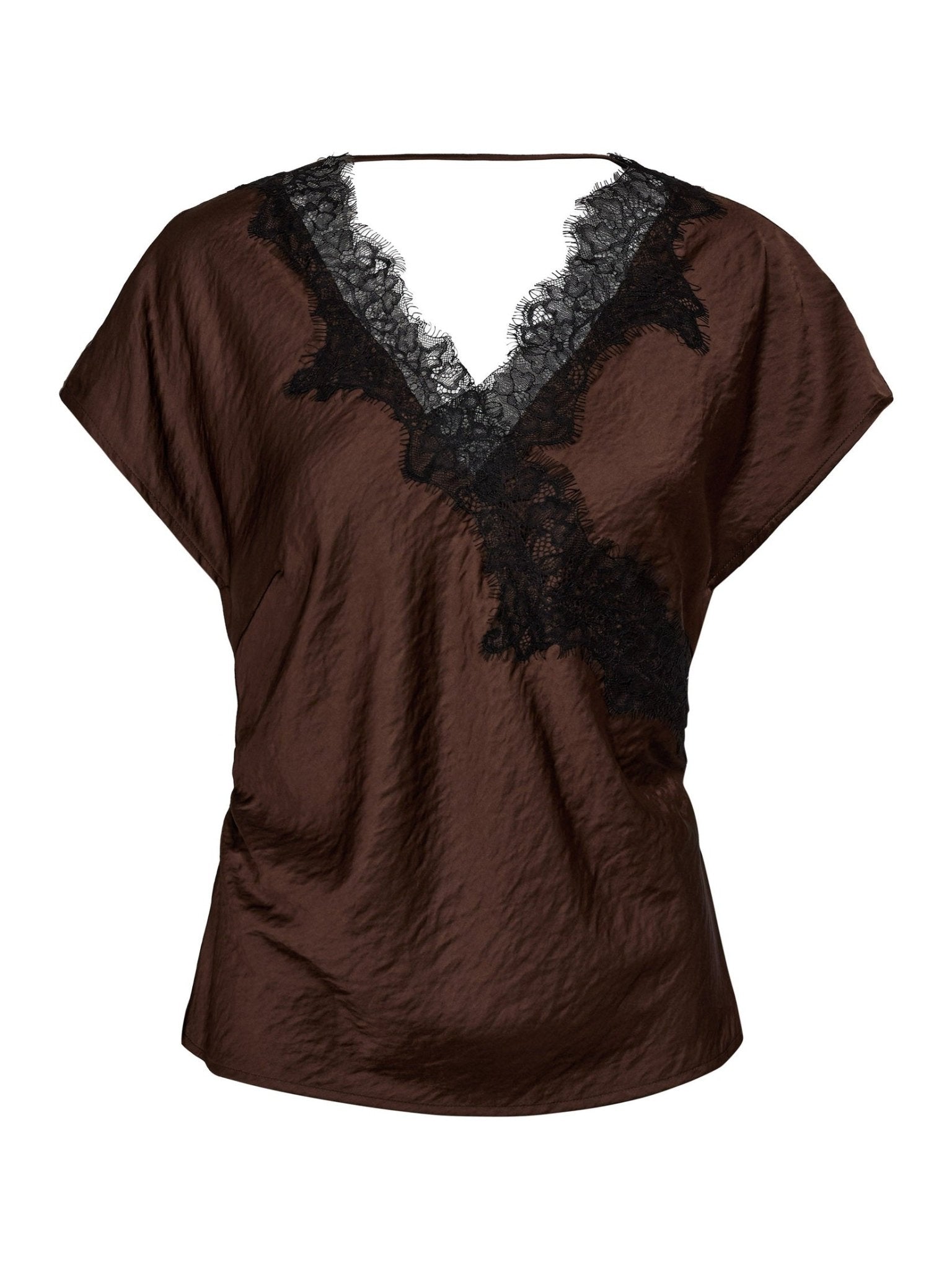 IdunCC Lace SS Blouse - Dark Brown - Co'couture