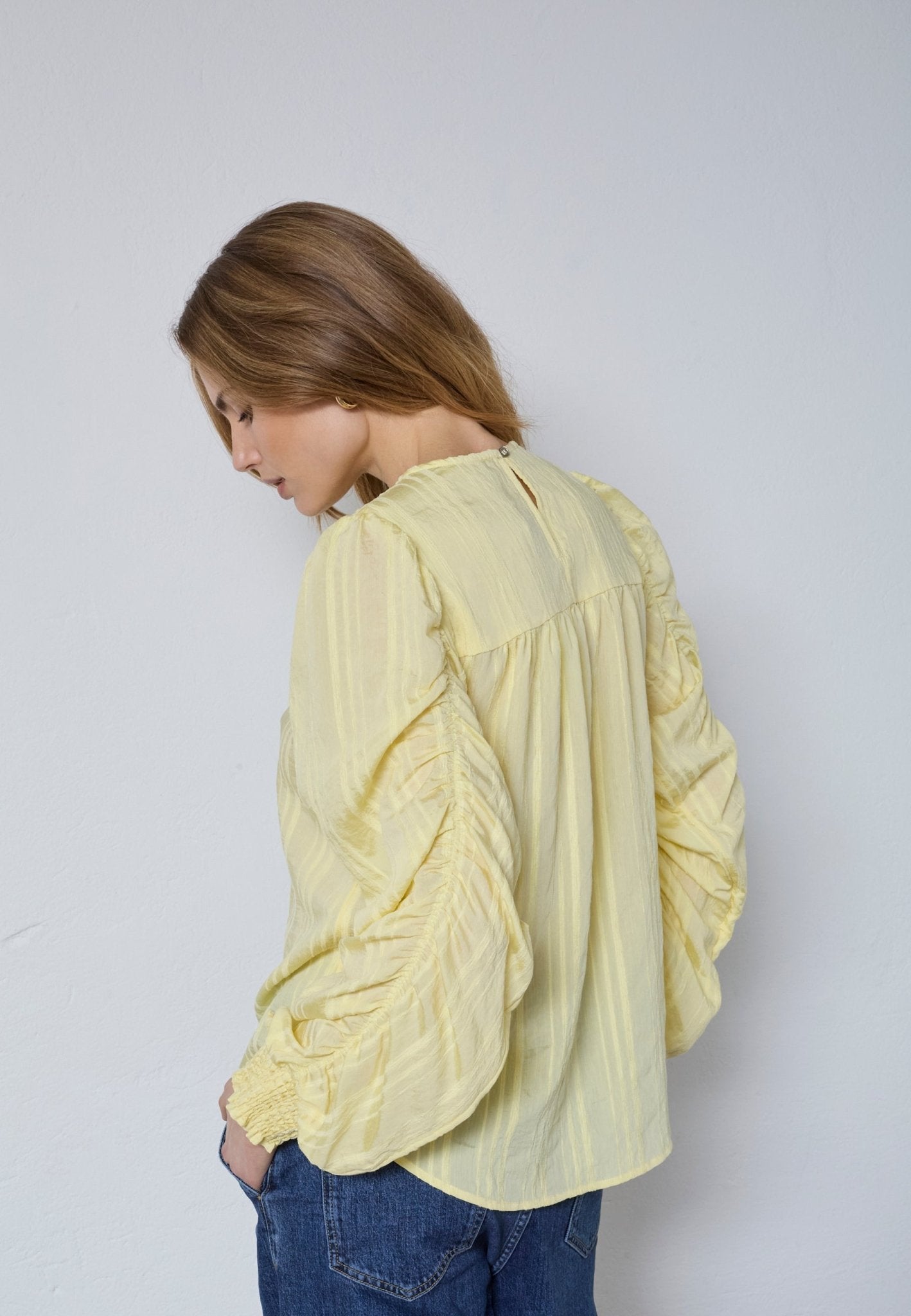 KesiCC Drape Sleeve Blouse - PaleYellow - Co'couture