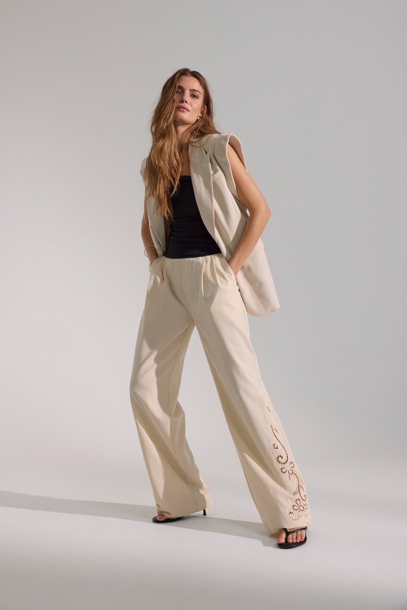 LeenaCC Linen Wing Vest - Bone - Co'couture