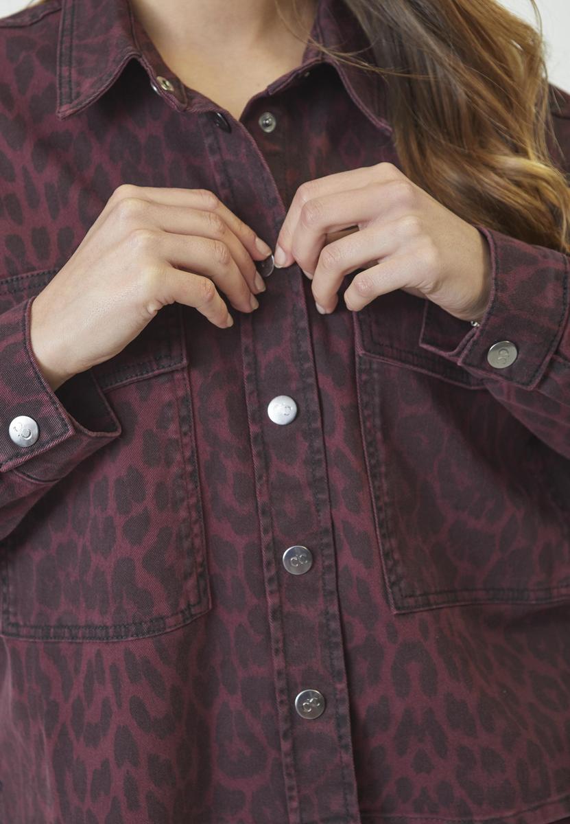 LeoCC Denim Crop Shirt - Winered - Co'couture