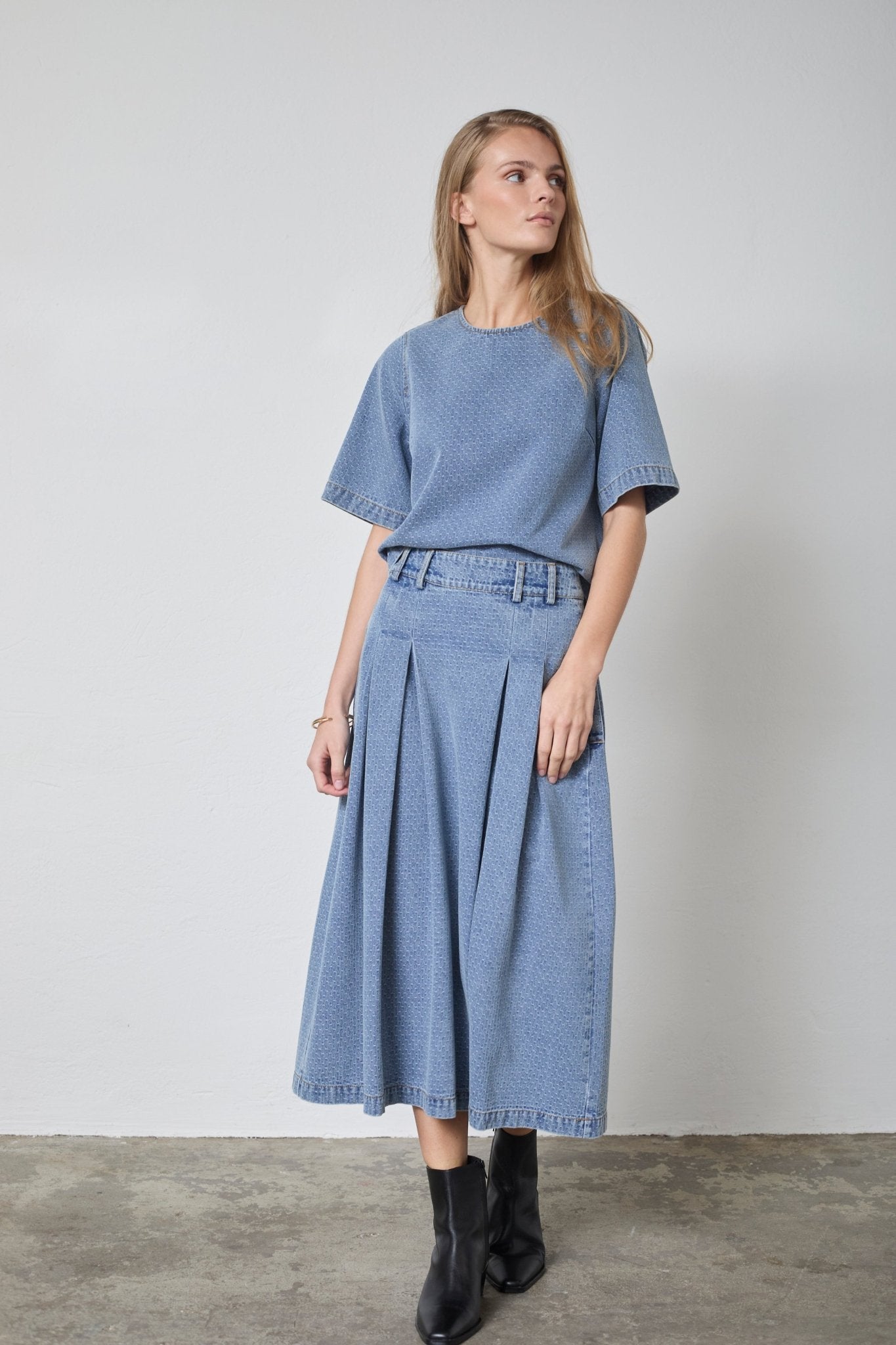 LovaCC Anya Pleat Skirt - Denim blue - Co'couture