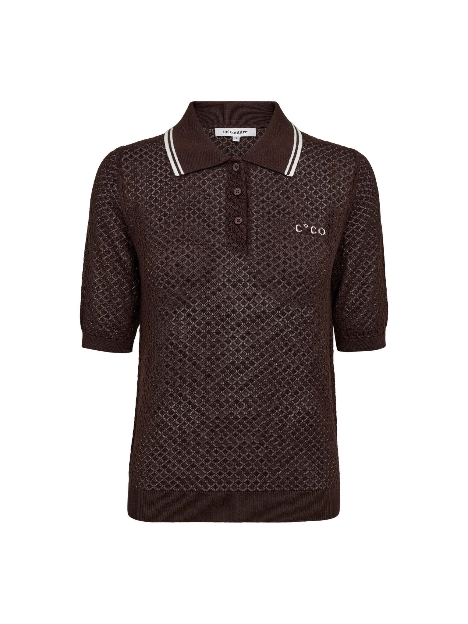 LueCC Pointelle Polo Knit - Dark Brown - Co'couture