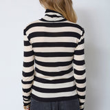 MasonCC Stripe RollNeck Blouse - BoneBlack - Co'couture