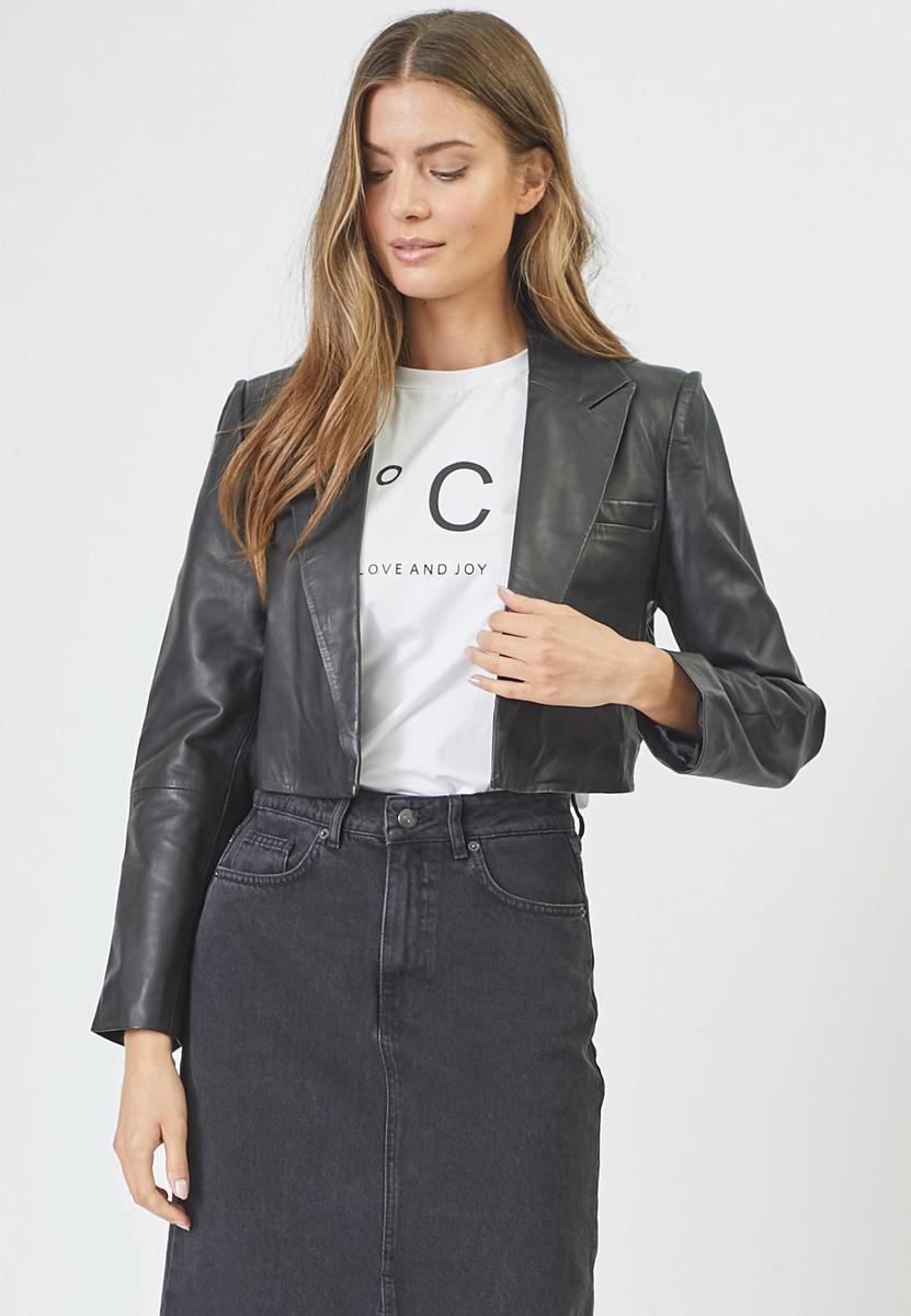 PhoebeCC Leather Crop Blazer - Black - Co'couture