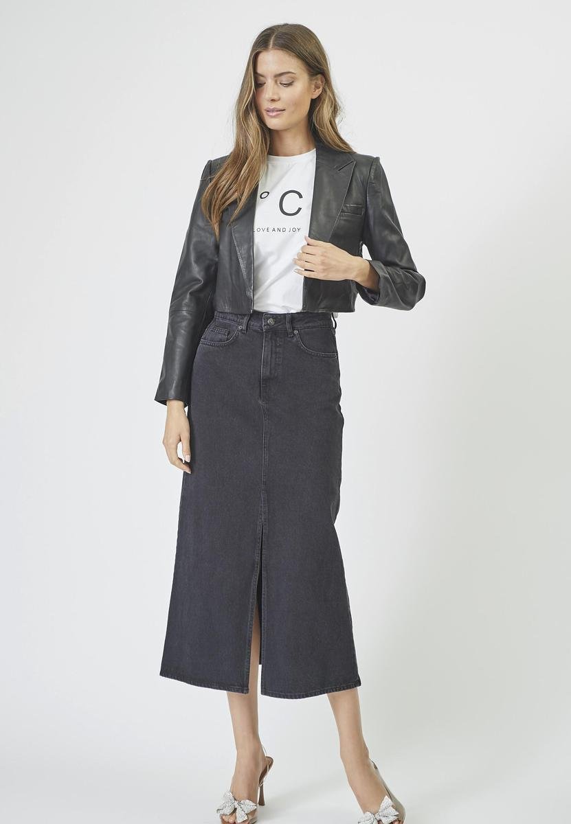 PhoebeCC Leather Crop Blazer - Black - Co'couture