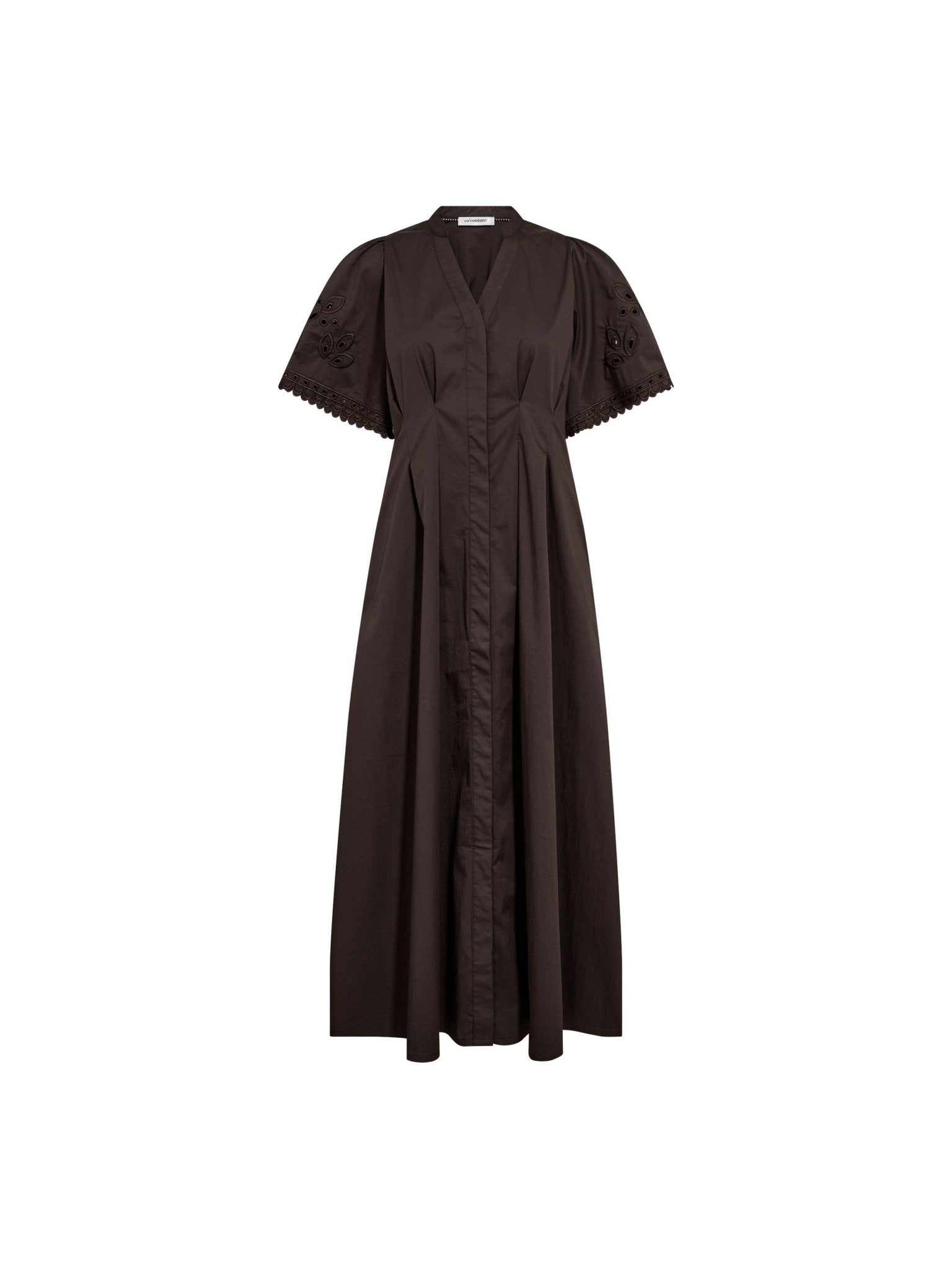 PoppyCC Emb Pleat Dress - Dark Brown - Co'couture