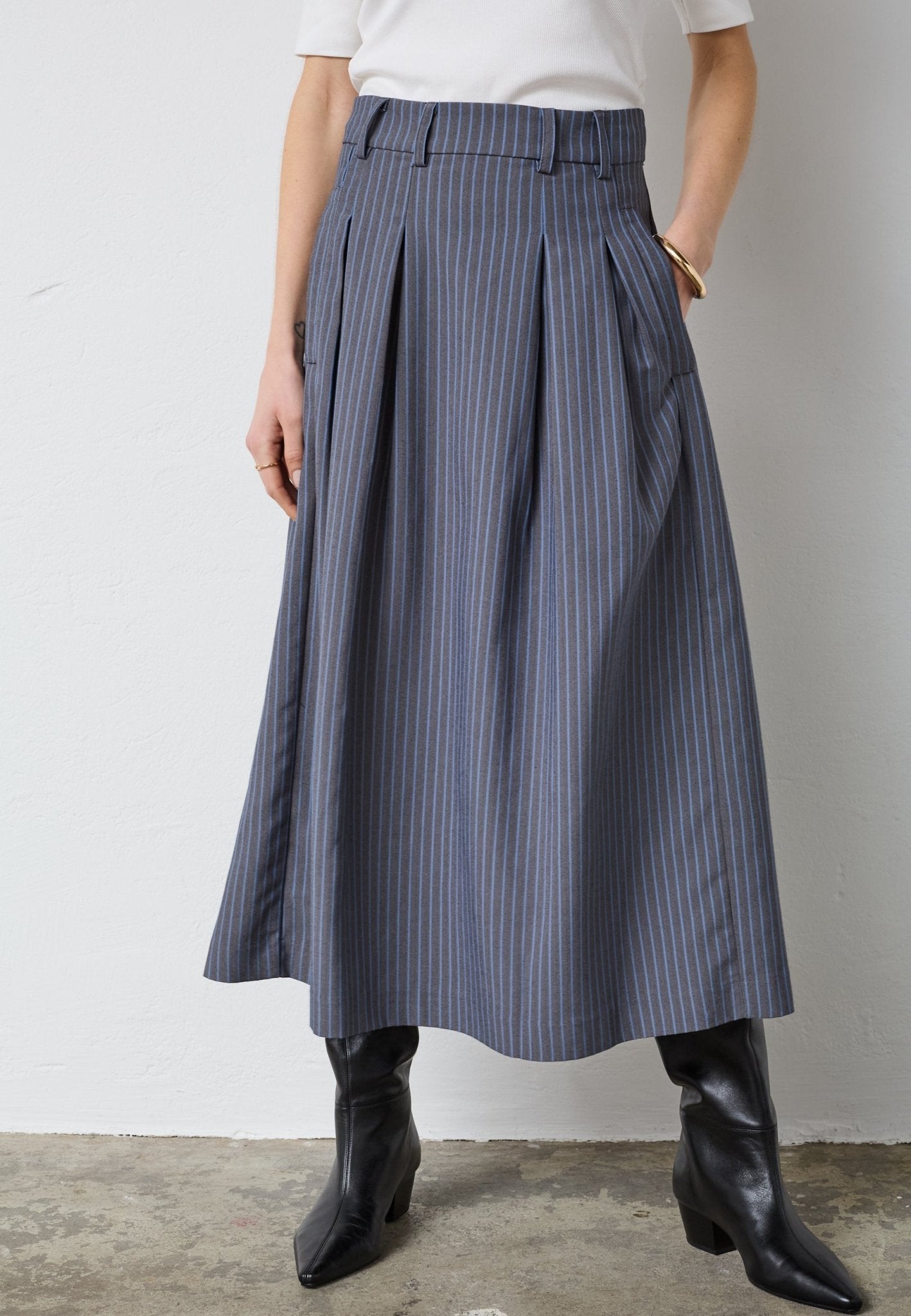 SalvieCC Anya Pleat Skirt - Denim blue - Co'couture