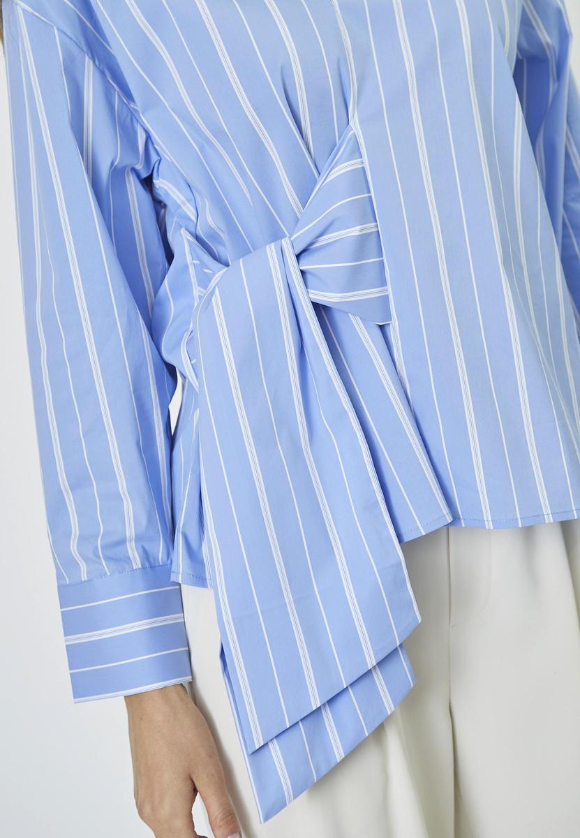 ShiraCC Stripe Bow V - Blouse - Pale Blue - Co'couture