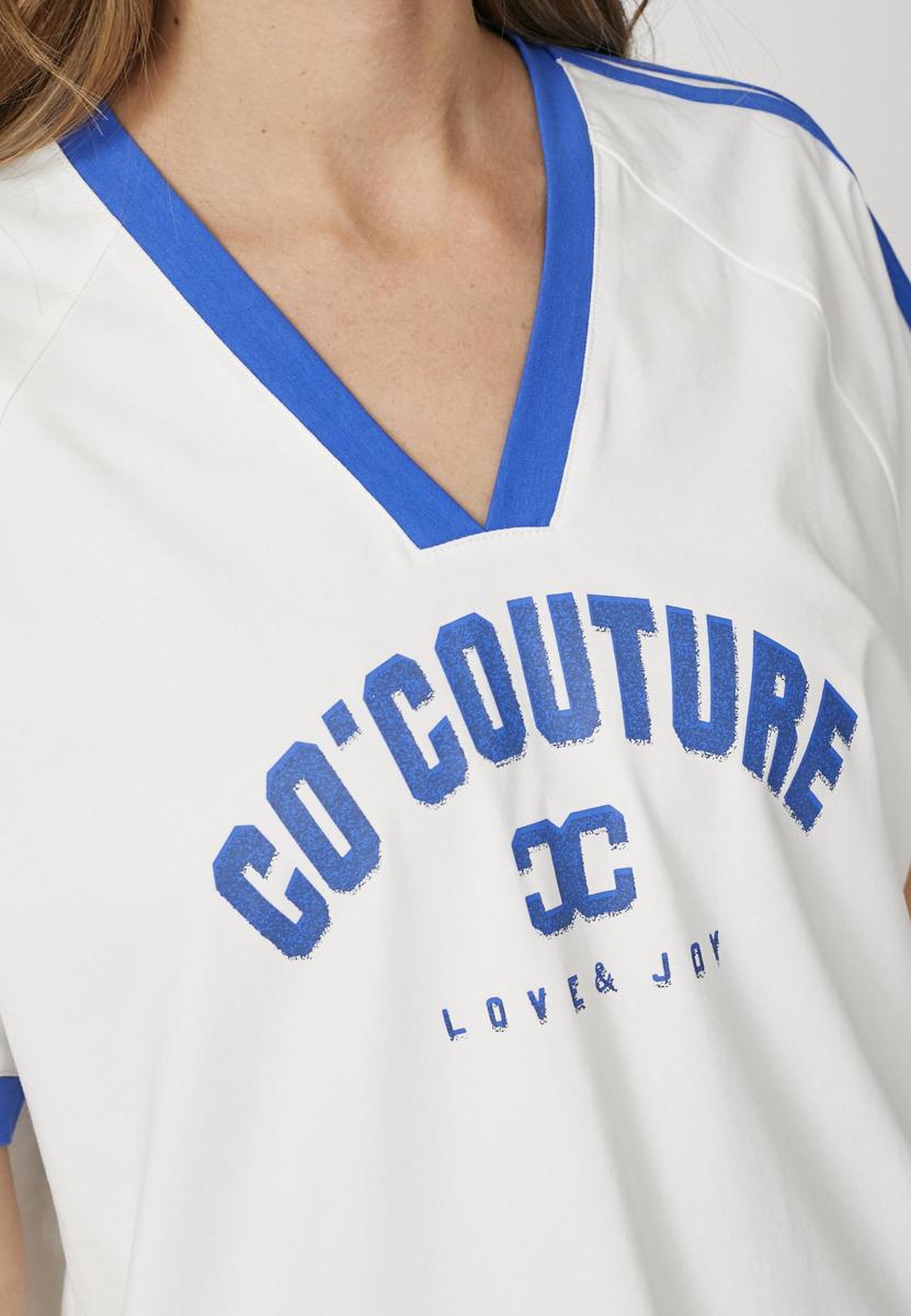 SiaraCC Oversize Sporty V - Tee - OffWhiteNewBlue - Co'couture
