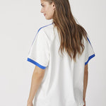 SiaraCC Oversize Sporty V - Tee - OffWhiteNewBlue - Co'couture