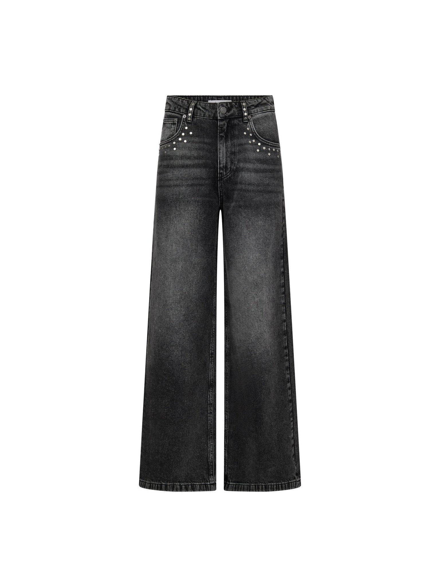 VickyCC Stud Wide Jeans - Black - Co'couture